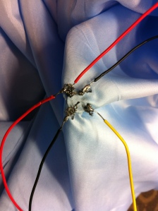 Just one more wire to stitch in for this LED